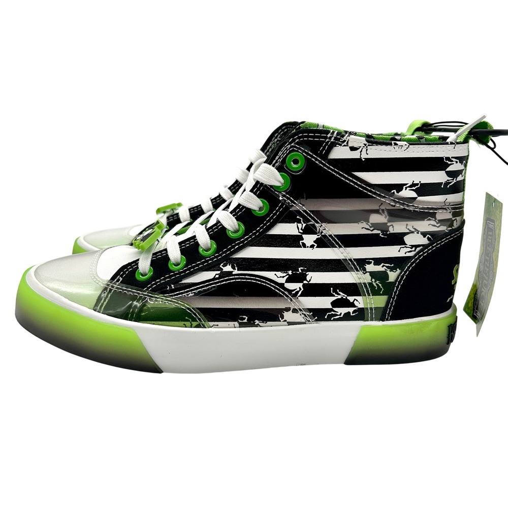 Ground Up Beetlejuice High Top Sneakers Mens Size 7 Black White Green Halloween
